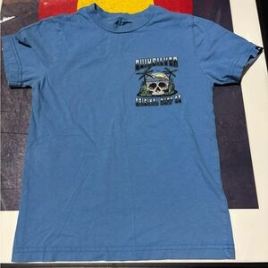 Quiksilver Blue Short Sleeve Tee with Skull & Palm Graphic